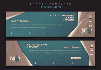 Banner template design with simple green geometric background