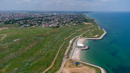 Fototapeta na wymiar Beautiful coast of the Black Sea. Aerial view. Odessa. Ukraine.