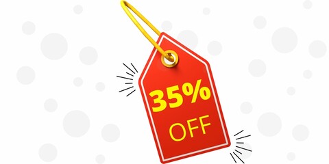 35% off limited special offer. Banner with thirty-five percent discount on a red square tag