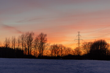 sunset and power lines