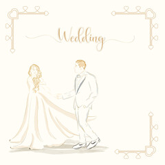 Happy married couple Pastry wedding template Vector