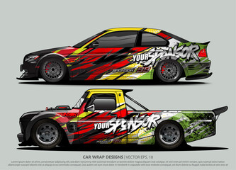 Race car wrap design vector for vehicle vinyl sticker and automotive decal livery
