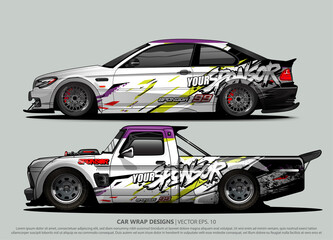 Race car wrap design vector for vehicle vinyl sticker and automotive decal livery
