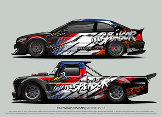 Race car wrap design vector for vehicle vinyl sticker and automotive decal livery
