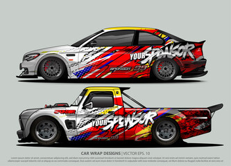 Race car wrap design vector for vehicle vinyl sticker and automotive decal livery
