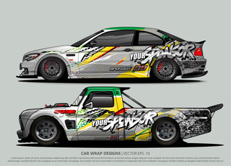 Race car wrap design vector for vehicle vinyl sticker and automotive decal livery
