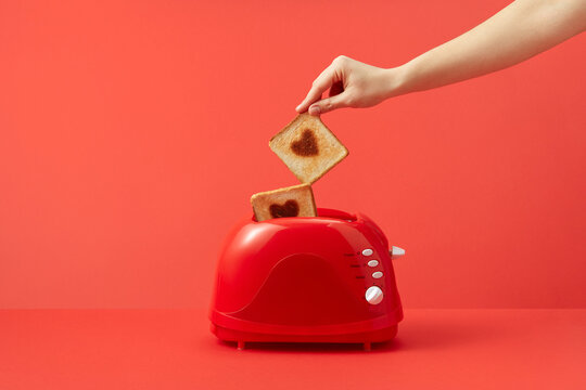 Woman making toasts with hearts
