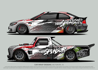 Race car wrap design vector for vehicle vinyl sticker and automotive decal livery
