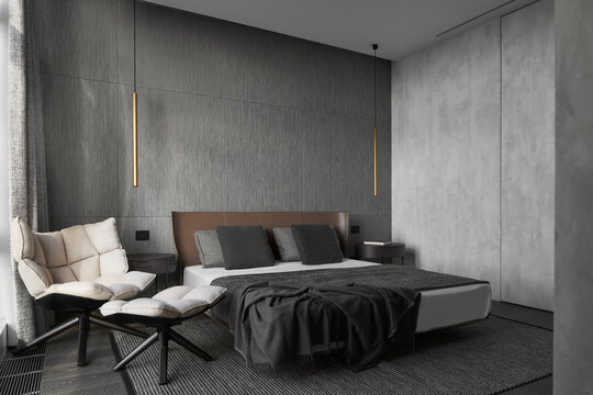Interior of minimalist style bedroom