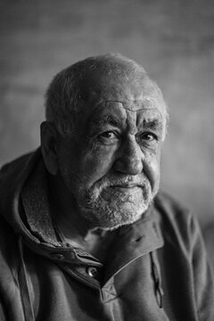 Portrait of Physically disabled man monochrome