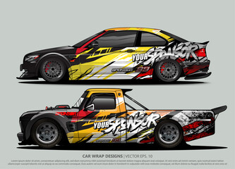 Race car wrap design vector for vehicle vinyl sticker and automotive decal livery
