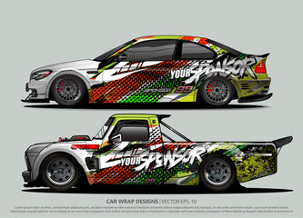 Race car wrap design vector for vehicle vinyl sticker and automotive decal livery
