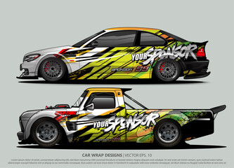 Race car wrap design vector for vehicle vinyl sticker and automotive decal livery
