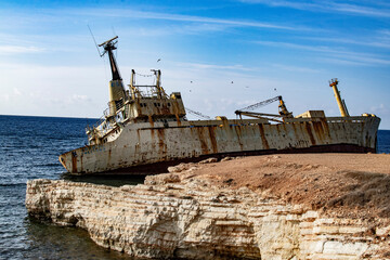 Boat wreck near Cyprus shore
