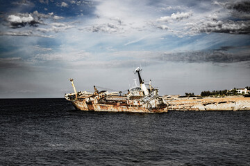 Boat wreck near Cyprus shore