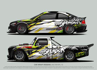 Race car wrap design vector for vehicle vinyl sticker and automotive decal livery
