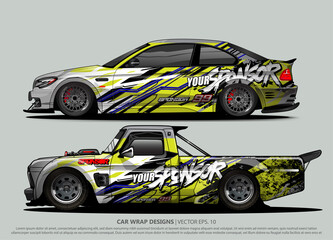 Race car wrap design vector for vehicle vinyl sticker and automotive decal livery
