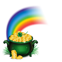 Pot Of Gold, Magical Treasure, St. Patrick's Day symbol. Vector illustration - 493311105