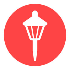 Small garden light icon. Solar powered lamp sign