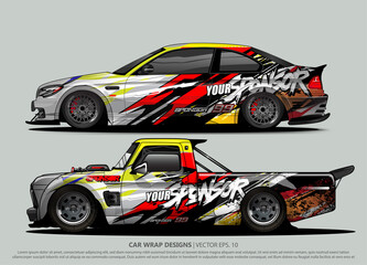 Race car wrap design vector for vehicle vinyl sticker and automotive decal livery
