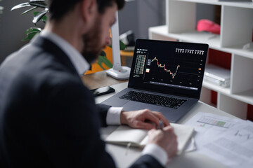 Financial employee analyzing trading charts