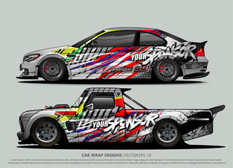 Race car wrap design vector for vehicle vinyl sticker and automotive decal livery
