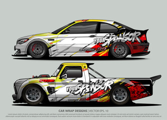 Race car wrap design vector for vehicle vinyl sticker and automotive decal livery
