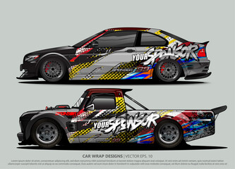 Race car wrap design vector for vehicle vinyl sticker and automotive decal livery
