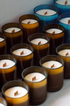 Eco-friendly candles with wooden wicks