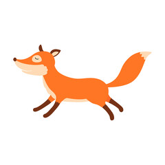 Illustration cute running fox. Vector illustration isolated.