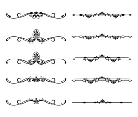 Obraz premium Calligraphy ornament line. Calligraphic text divider, border, separator decor design. Antique vintage victorian elegant decoration element. Filigree frame ornament line. Hand drawn vector illustration