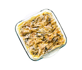 Homemade pastry with cheese, sesame seeds and black cumin.