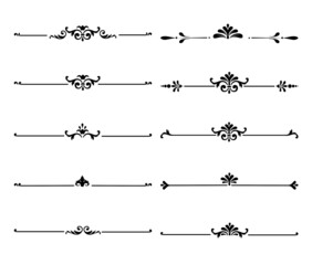 Calligraphy ornament line. Calligraphic text divider, border, separator decor design. Antique vintage victorian elegant decoration element. Filigree frame ornament line. Hand drawn vector illustration