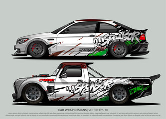 Race car wrap design vector for vehicle vinyl sticker and automotive decal livery
