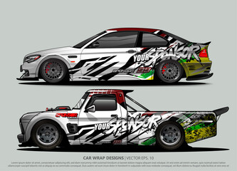 Race car wrap design vector for vehicle vinyl sticker and automotive decal livery
