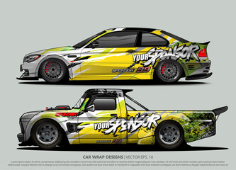 Race car wrap design vector for vehicle vinyl sticker and automotive decal livery
