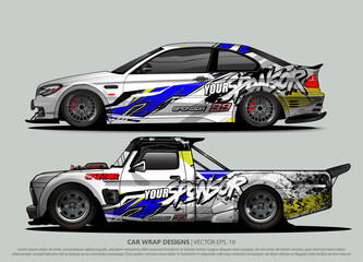 Race car wrap design vector for vehicle vinyl sticker and automotive decal livery
