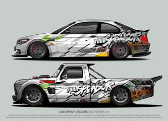 Race car wrap design vector for vehicle vinyl sticker and automotive decal livery
