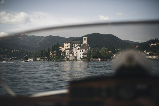 landscape by helm of the boat