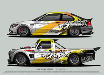 Race car wrap design vector for vehicle vinyl sticker and automotive decal livery
