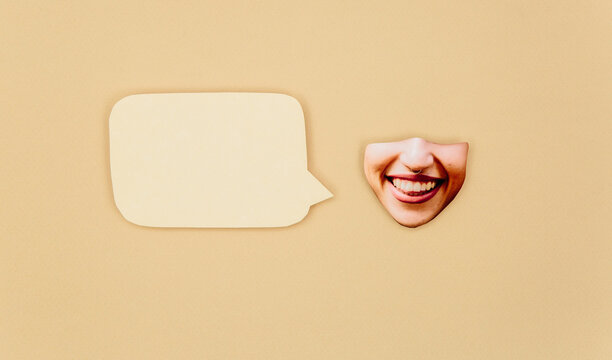 Smiling woman with speech bubble