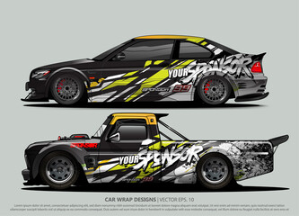 Race car wrap design vector for vehicle vinyl sticker and automotive decal livery
