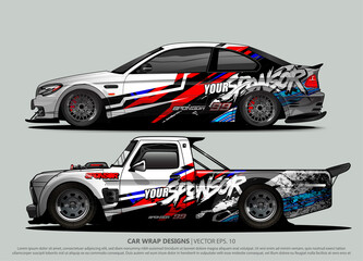 Race car wrap design vector for vehicle vinyl sticker and automotive decal livery
