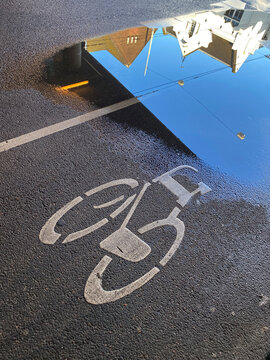 bicycle lane on asphalt road