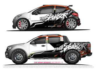 Race car wrap design vector for vehicle vinyl sticker and automotive decal livery
