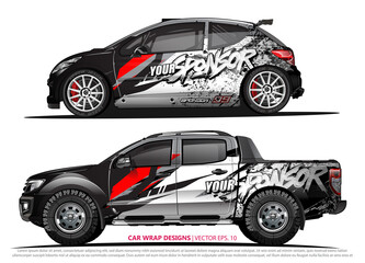 Race car wrap design vector for vehicle vinyl sticker and automotive decal livery
