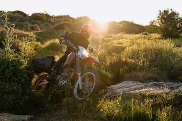 Motorcycle rider attempting a technical manoeuvre
