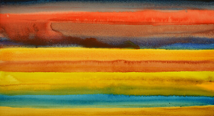 A watercolor painting with horizontal bands of color.
