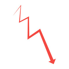 Descending financial graph arrow. Vector illustration. Negative stock market trend,Chart curves width perspective