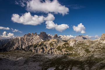 Mountain trail Tre Cime di Lavaredo in Dolomites in Italy